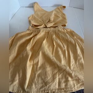 Nordstrom Sleeveless Yellow print Elastic waist linen Youth Dress M 8/10